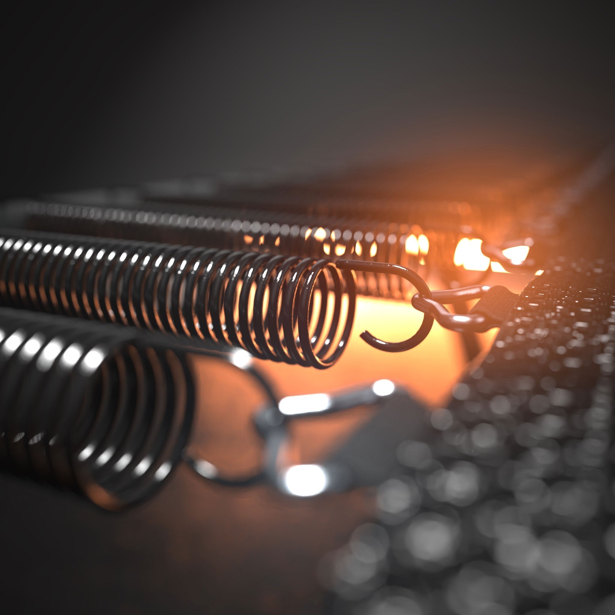 Detail of Acon A-Performance Piano Wire Springs installed