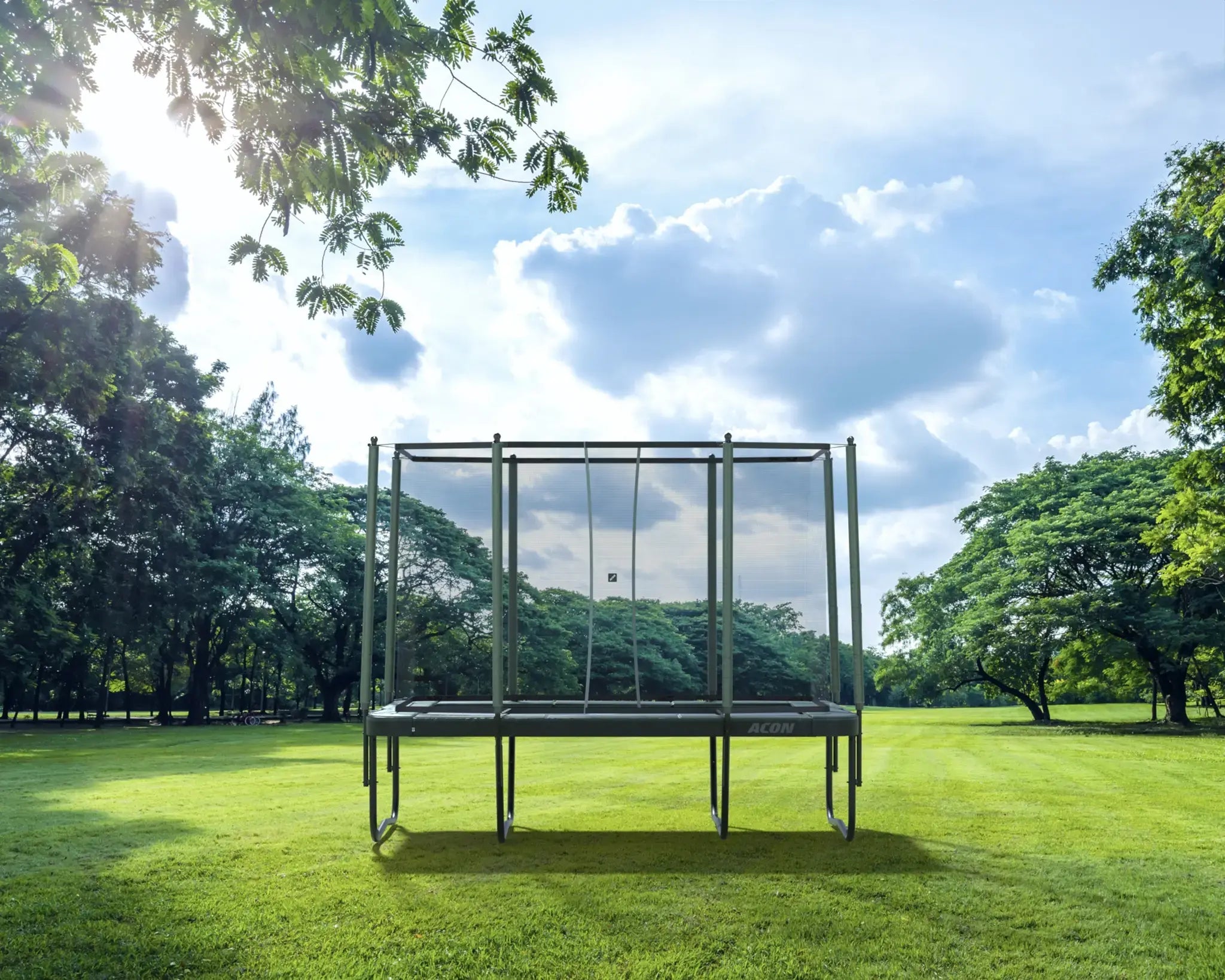 Acon air 13 hd trampoline with safety enclosure.