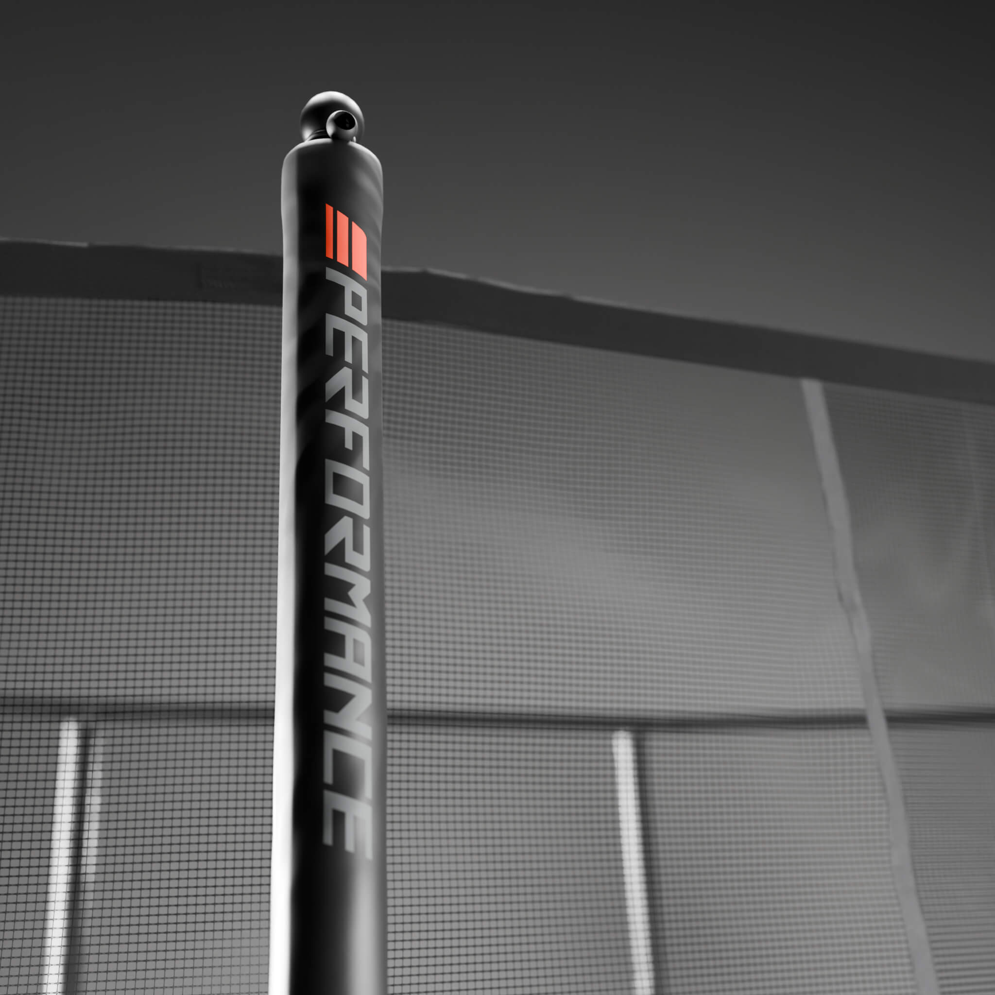 Detail of the safety net pole of the Acon HD PRO trampoline.