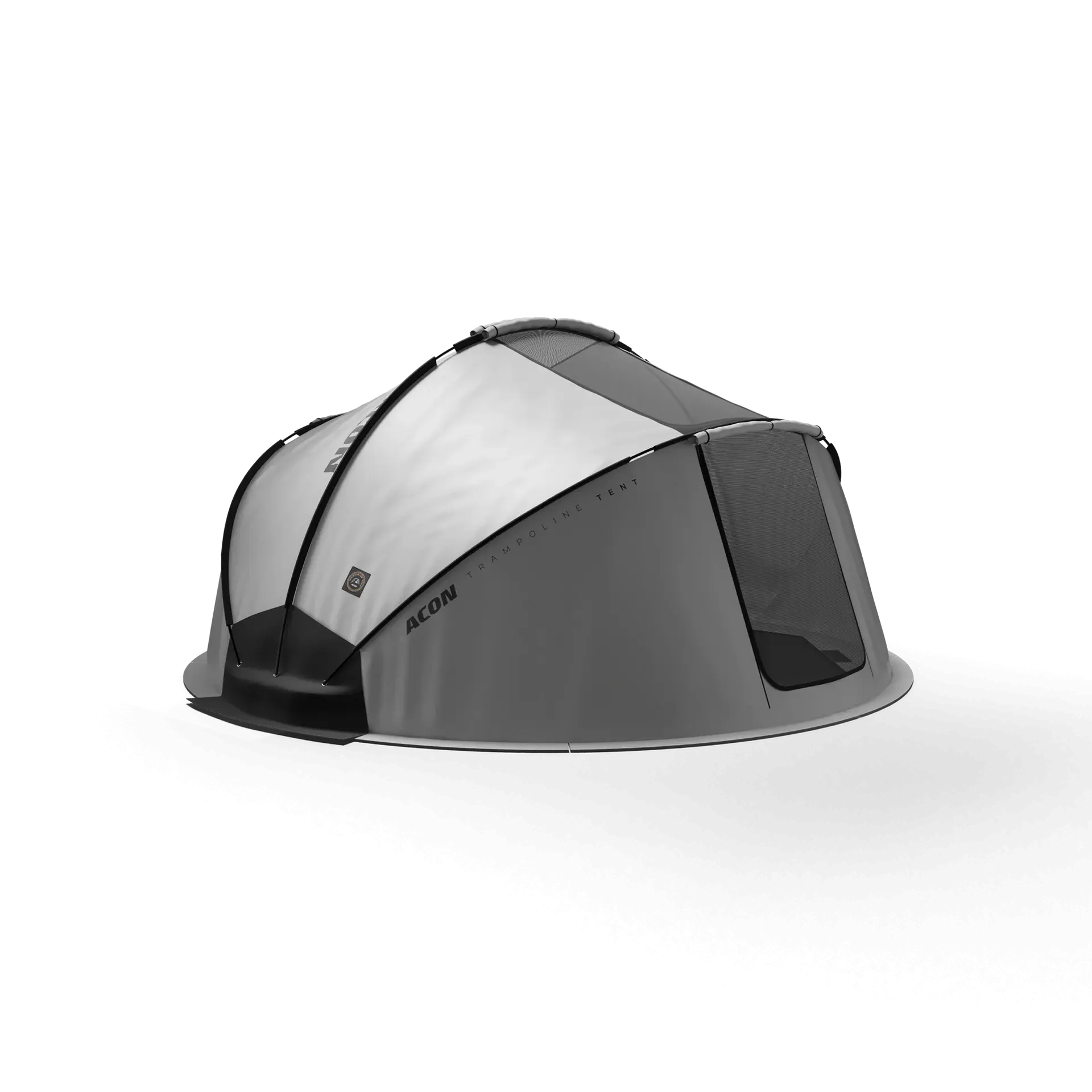 Grey Acon round trampoline tent.