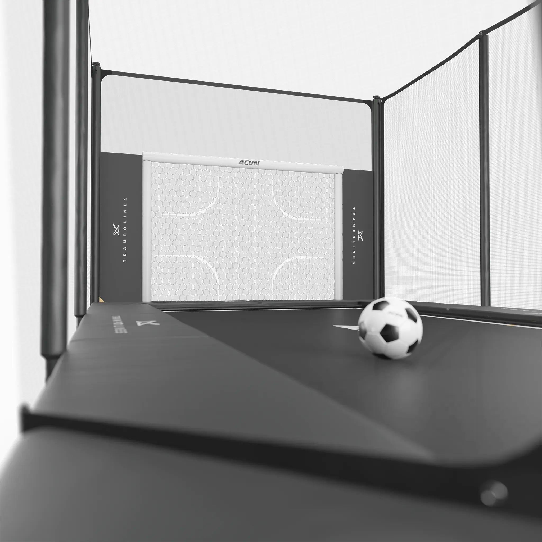 Detail of Acon X Trampoline, Soccer Goal panel assembled.