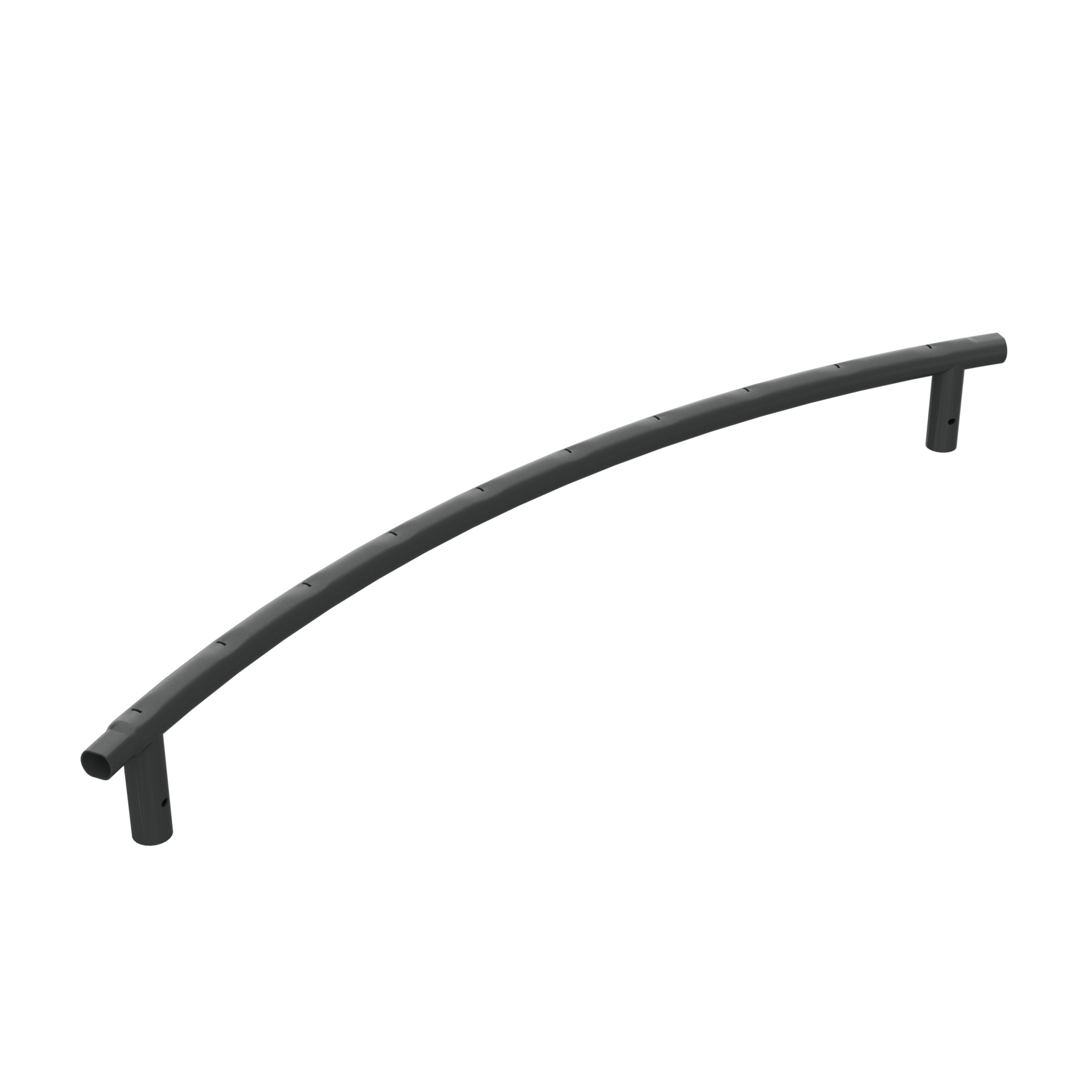 Top rail with leg sockets for ACON Air Trampoline on a white background