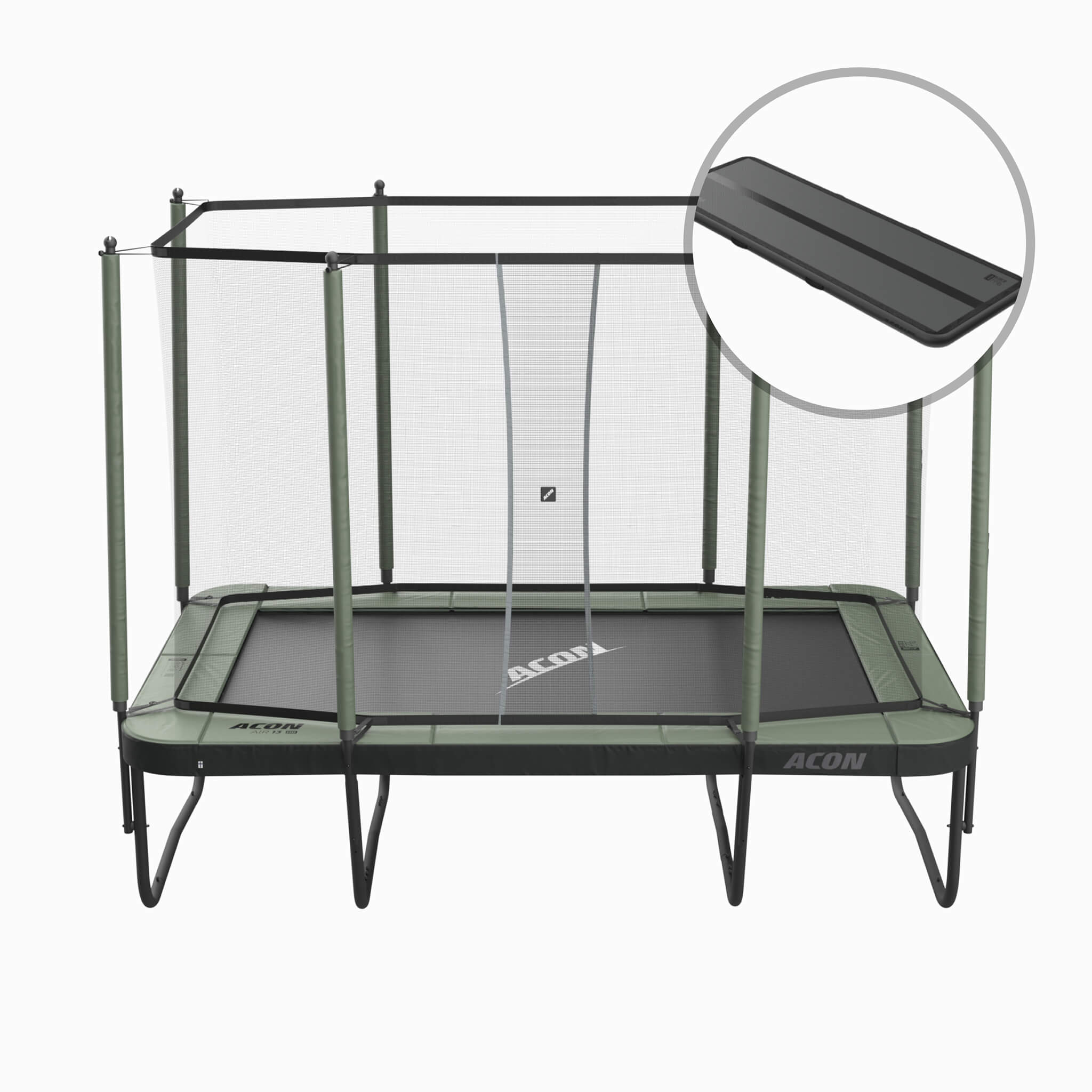 ACON Air 13 Sport HD Trampoline with enclosure and ladder and 10ft Black Airtrack