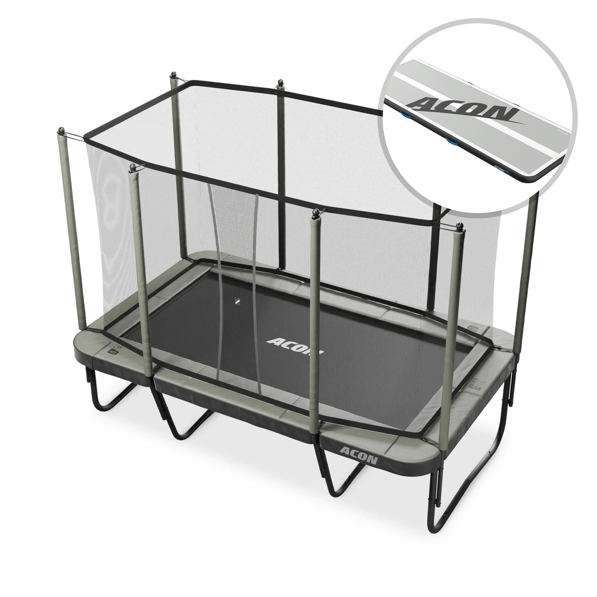 ACON 13 HD Trampoline with enclosure and ladder + airtrack.