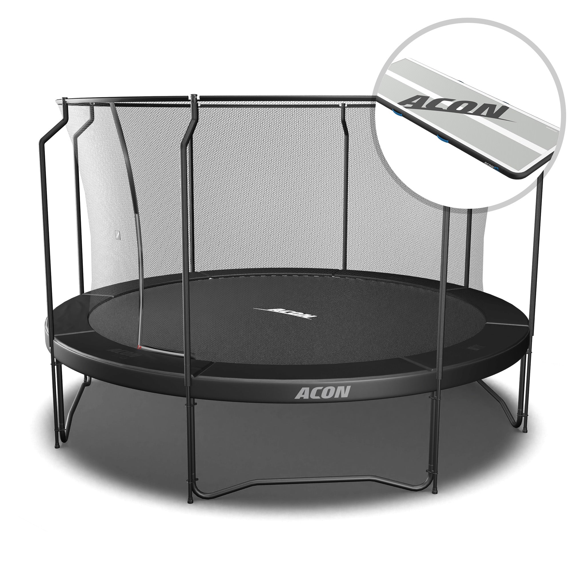 ACON Air 14ft Trampoline with Premium Net, Black + airtrack.