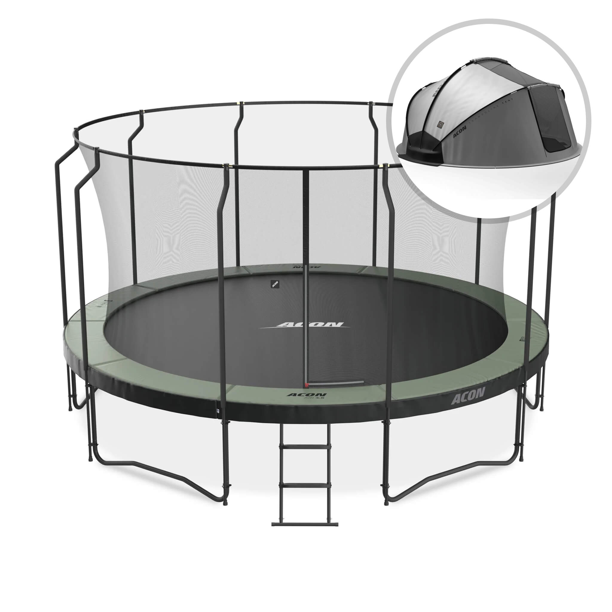 ACON Air 15ft Trampoline with Premium Enclosure and ladder.