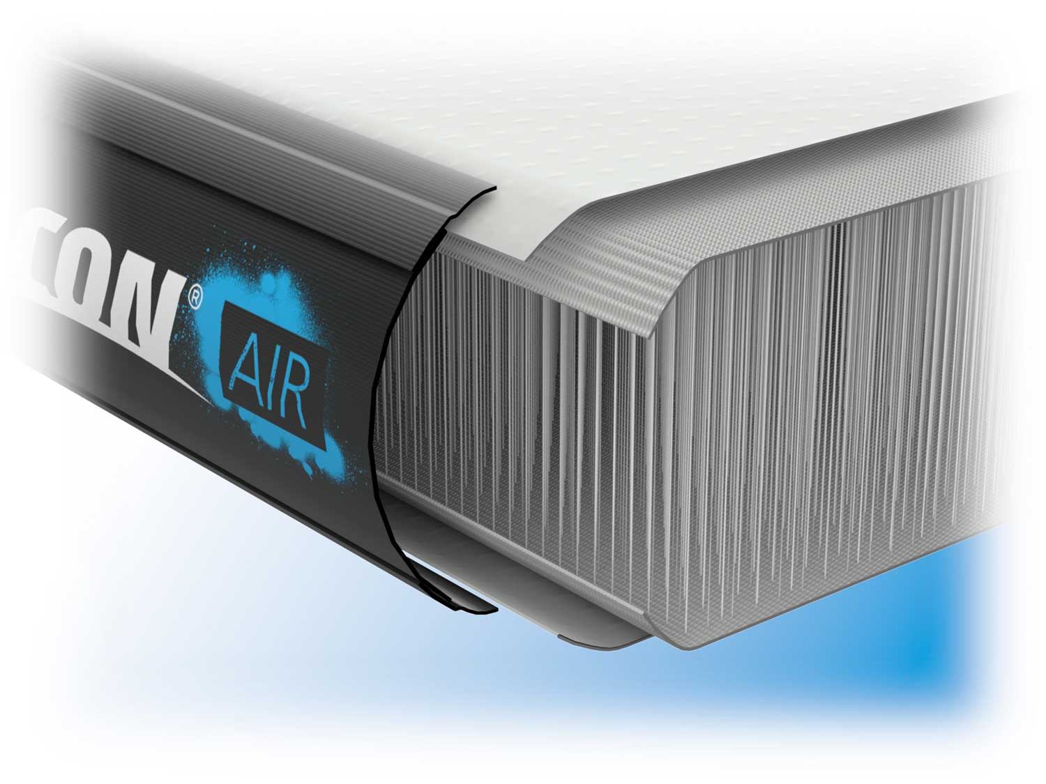 Cross section of ACON Big AirTrack 39ft details ACON logo