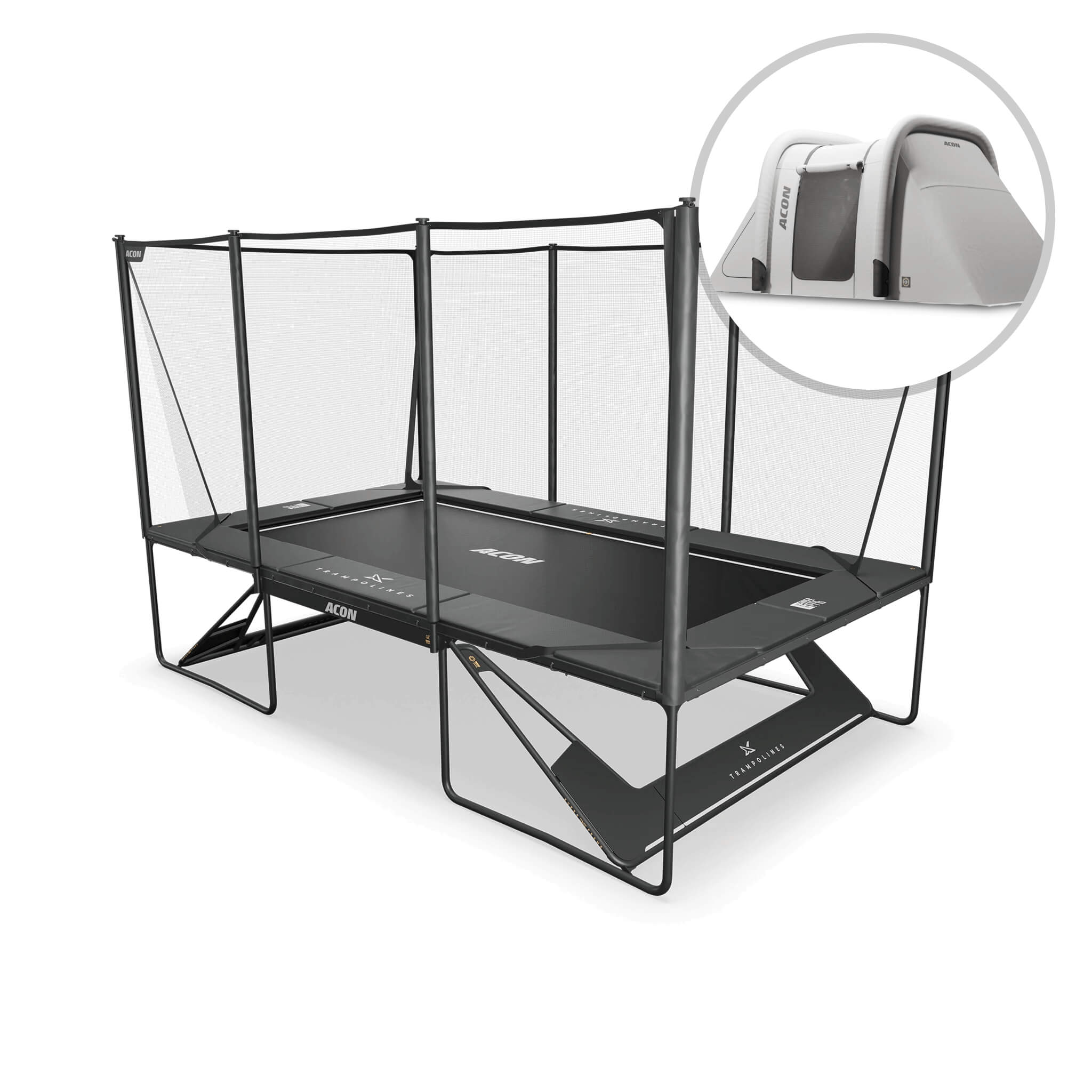 ACON X 17ft Rectangular Trampoline with Net and Ladder, Black + Weather Cover. & 10111-X-BL