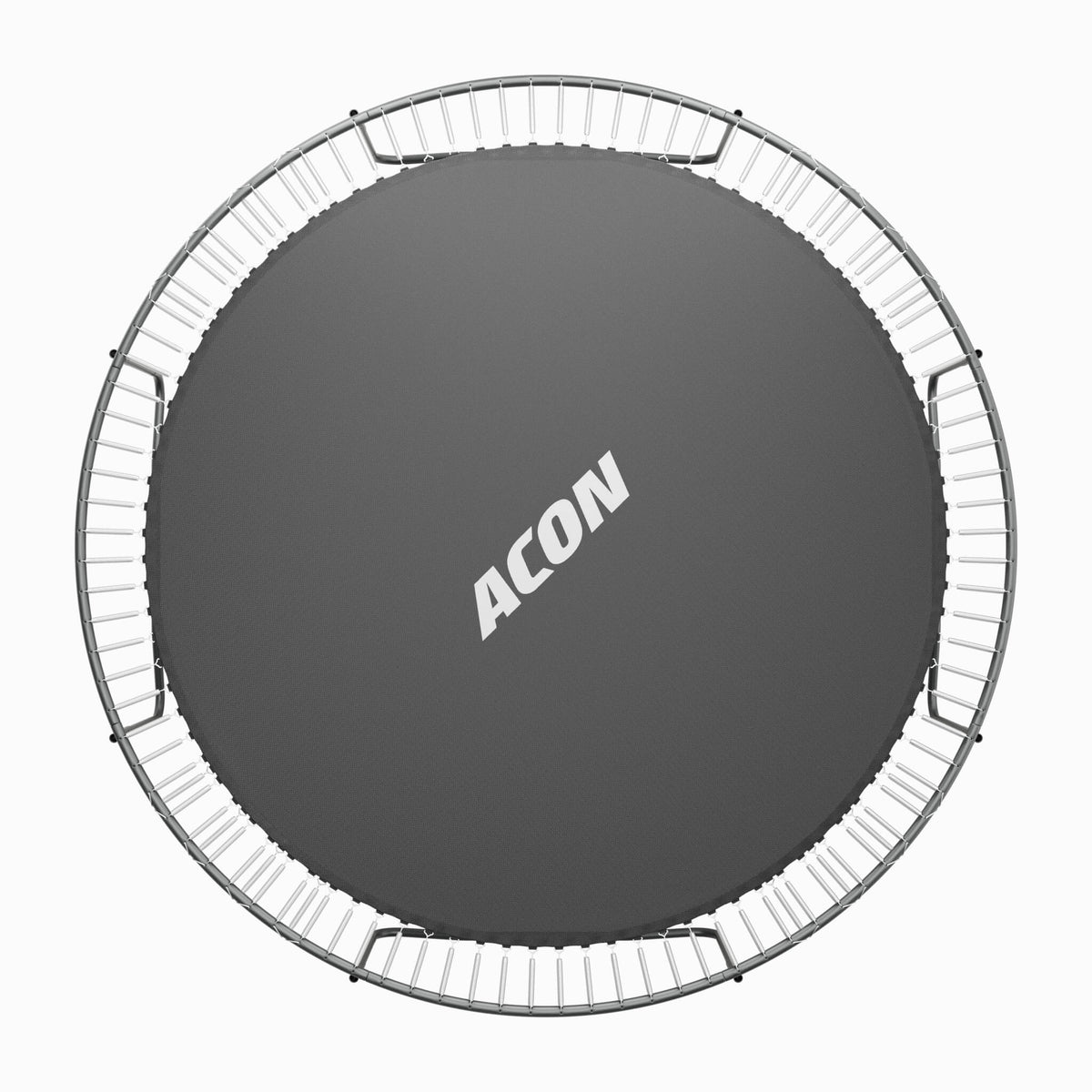 Top view of Acon trampoline with added springs on a white background.
