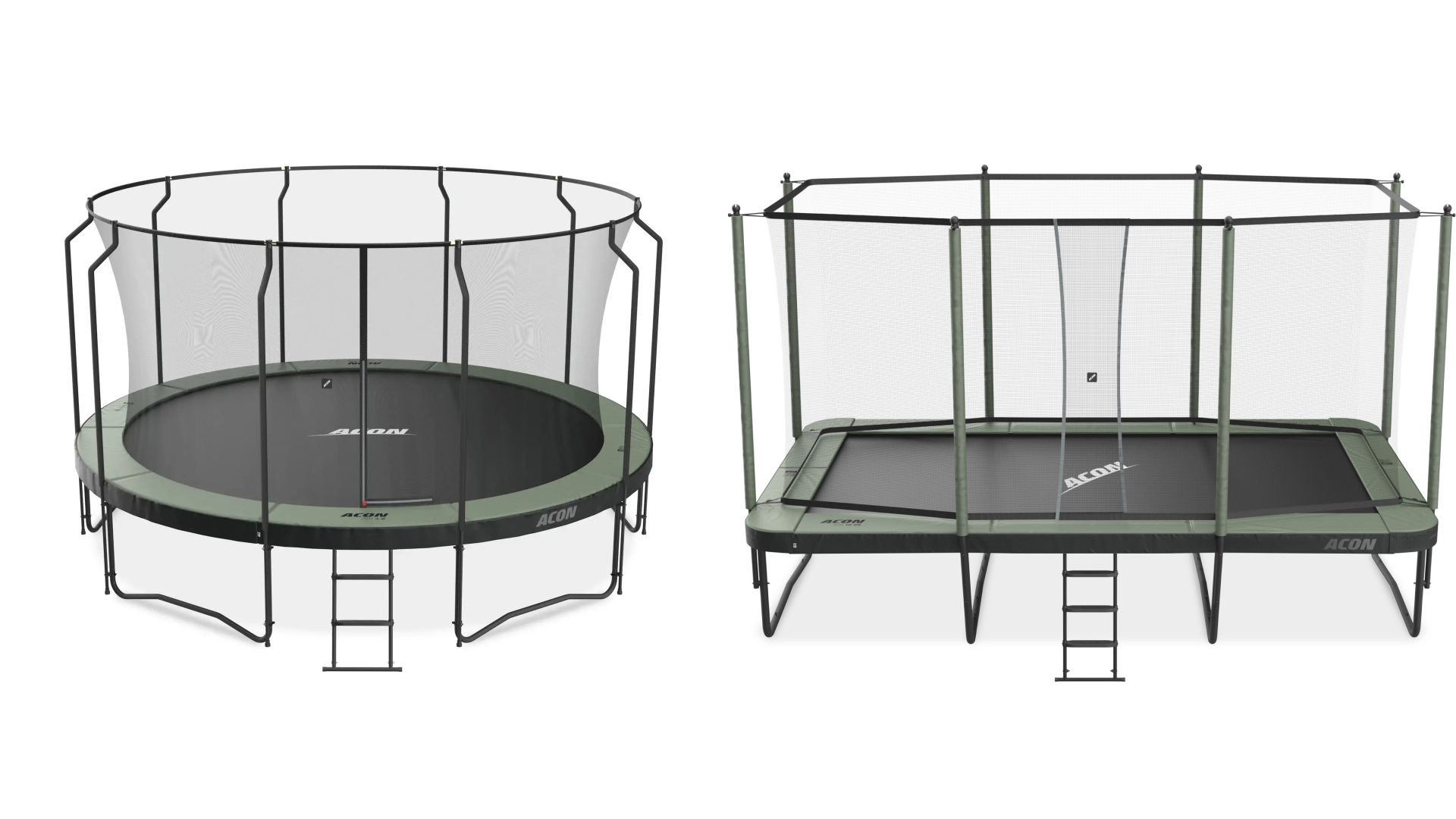 Two big trampolines by acon on a white background