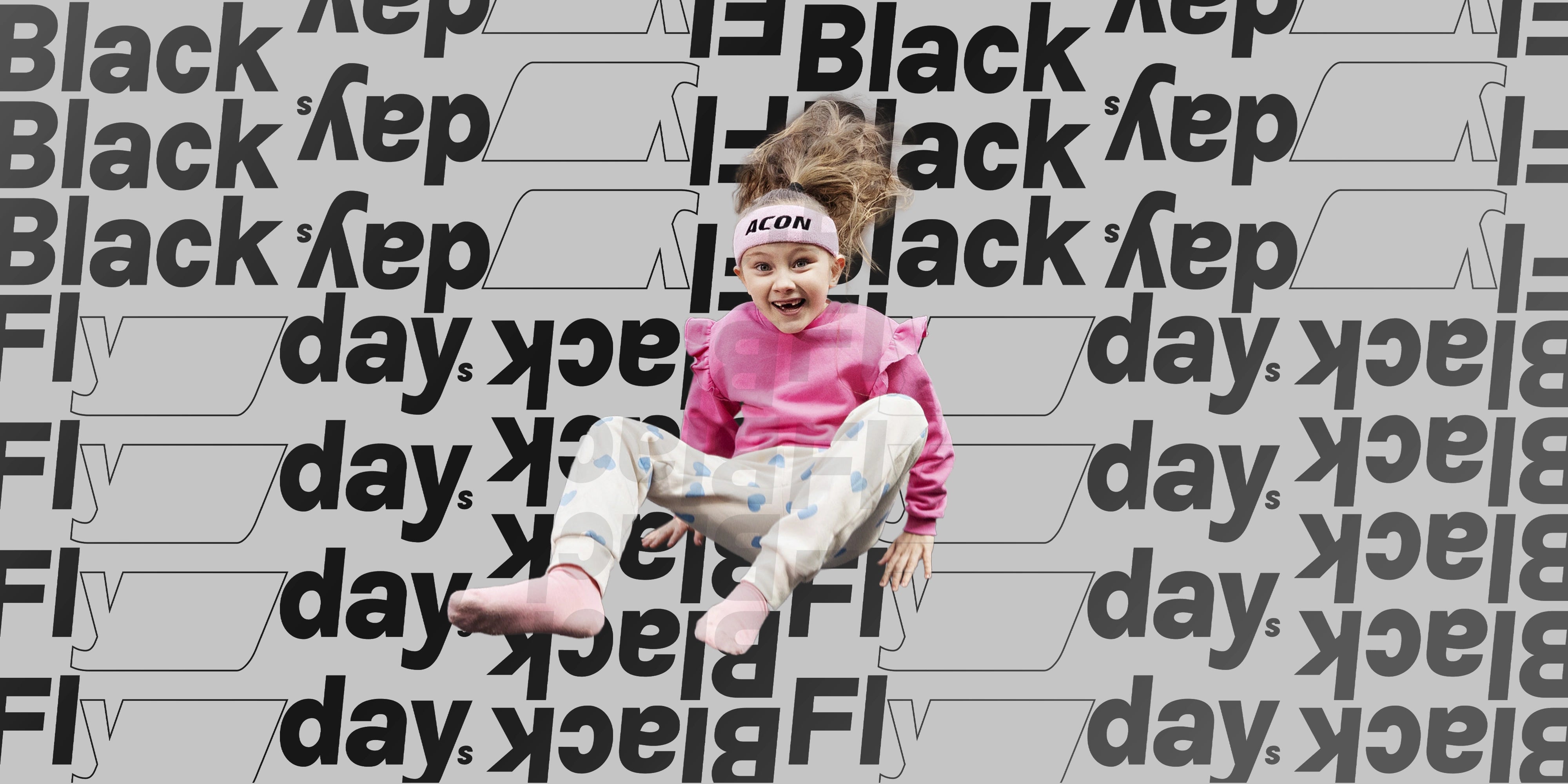 Black Friday trampoline deals - Acon Black Flydays campaign image.