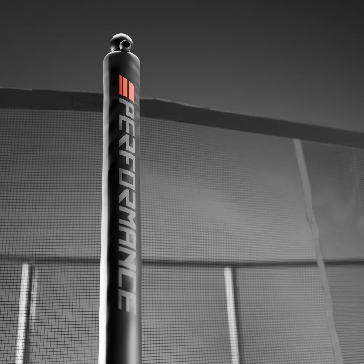 Detail of the safety net pole of the Acon HD PRO trampoline.