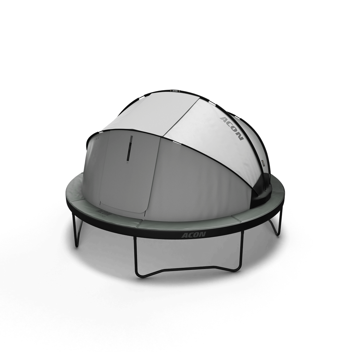 Acon trampoline tent on trampoline doors closed.