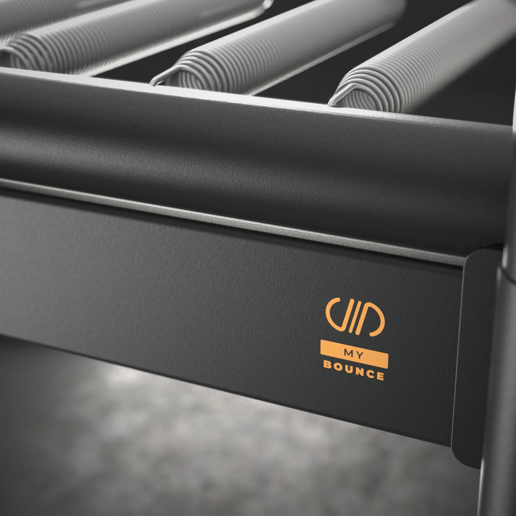 Close-up of the Acon X 17ft Trampoline with 'My Bounce' branding.