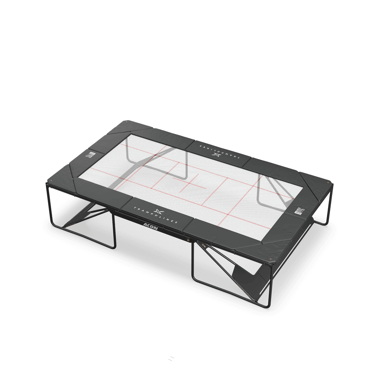 Acon X Competition trampoline mat for indoor trampolining assembled to the trampoline