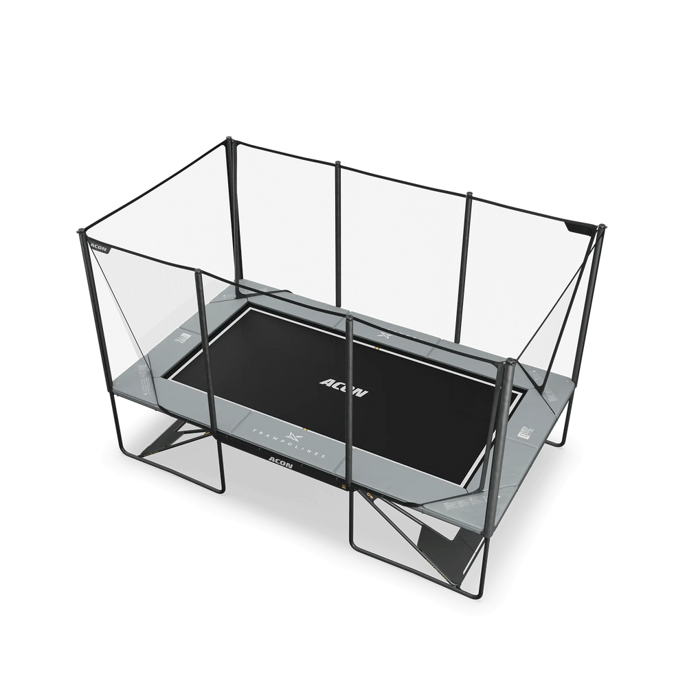 ACON X 17ft Rectangular Trampoline with Net and Ladder, Light Grey.