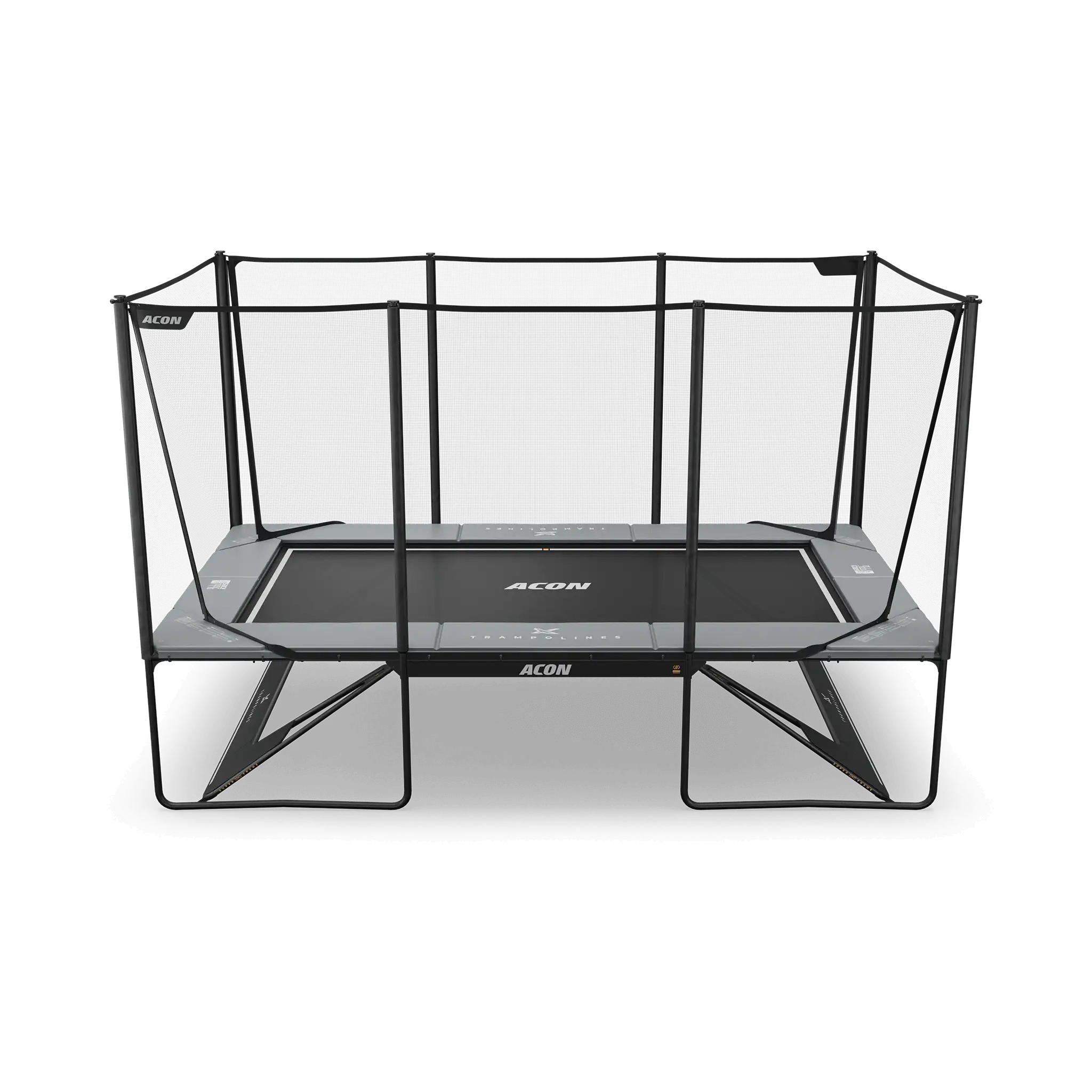 ACON X 17ft Rectangular Trampoline with Net and Ladder, Light Grey.