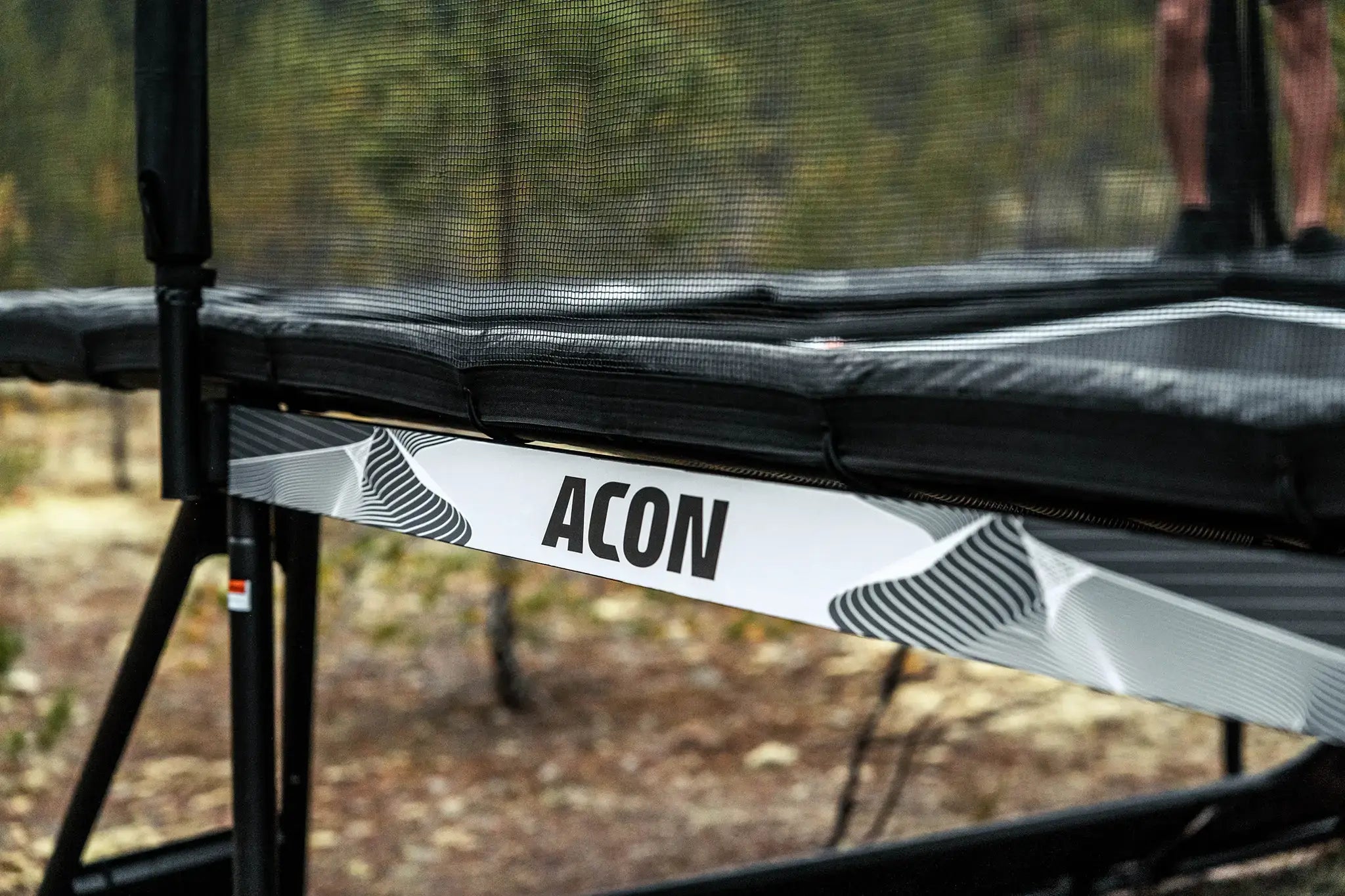 Close up photo of Acon X trampoline. 