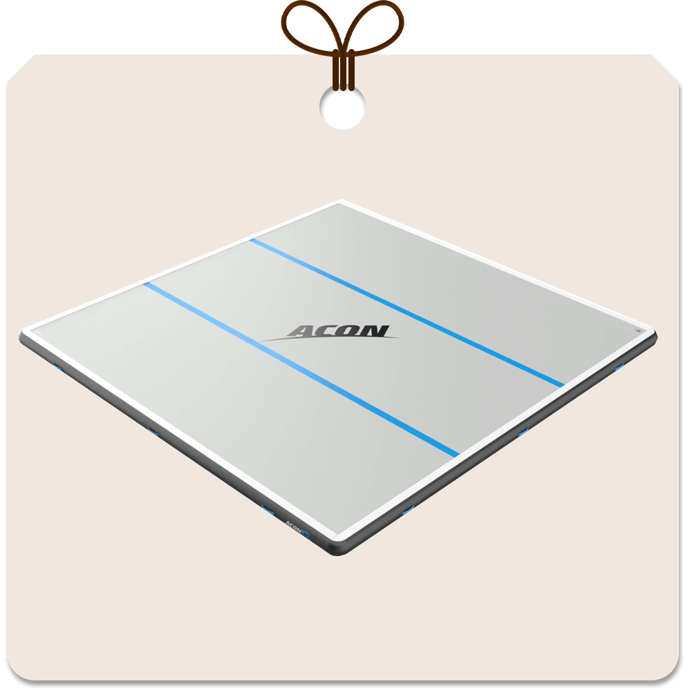 Gift package card with an image of Acon 20ft x 20ft airtrack.