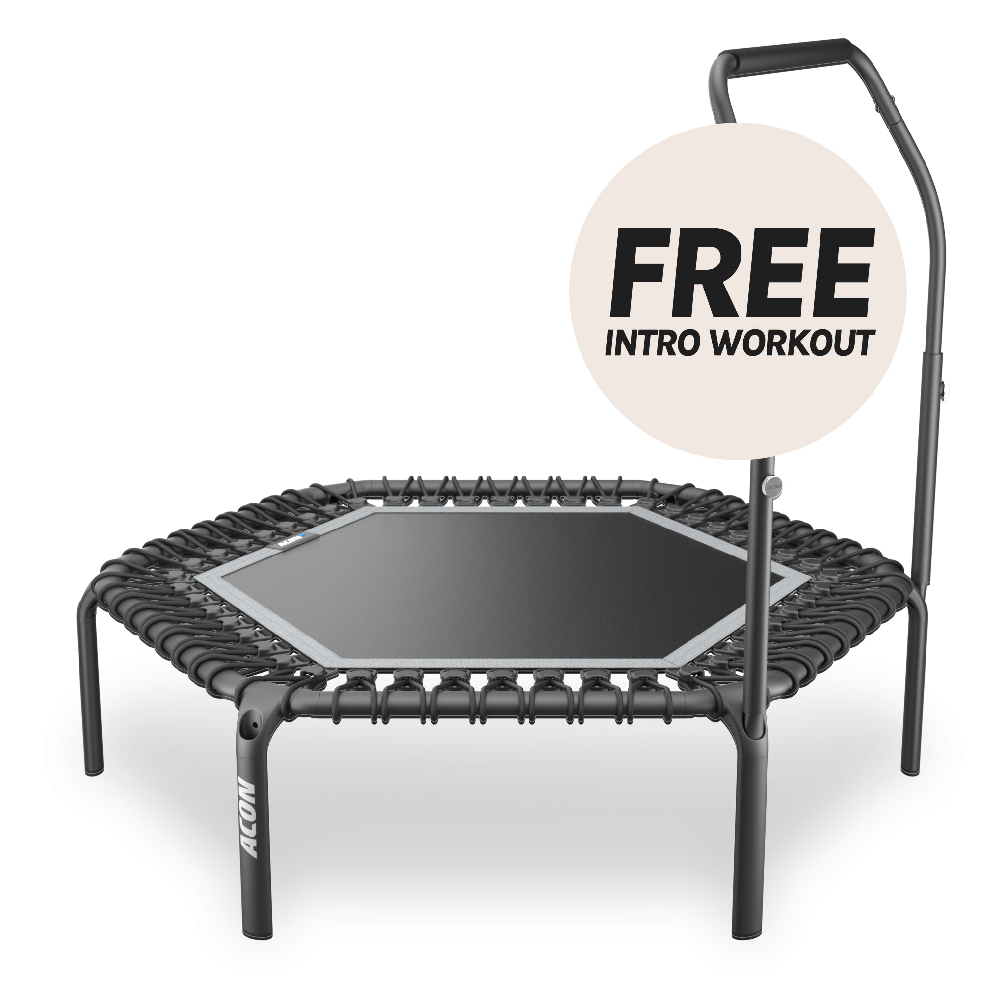 ACON Fit 44in Hexagon Rebounder with Active Handlebar, black.