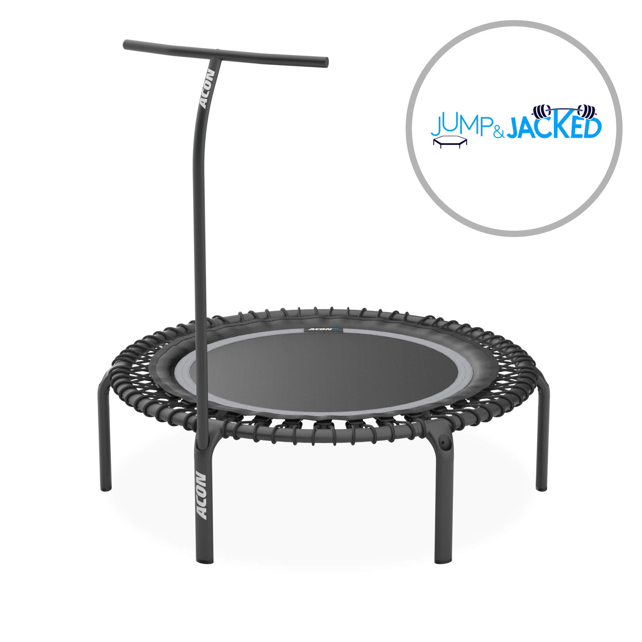 Acon FIT 44in Black Round Trampoline with Handlebar and Free Training Program.