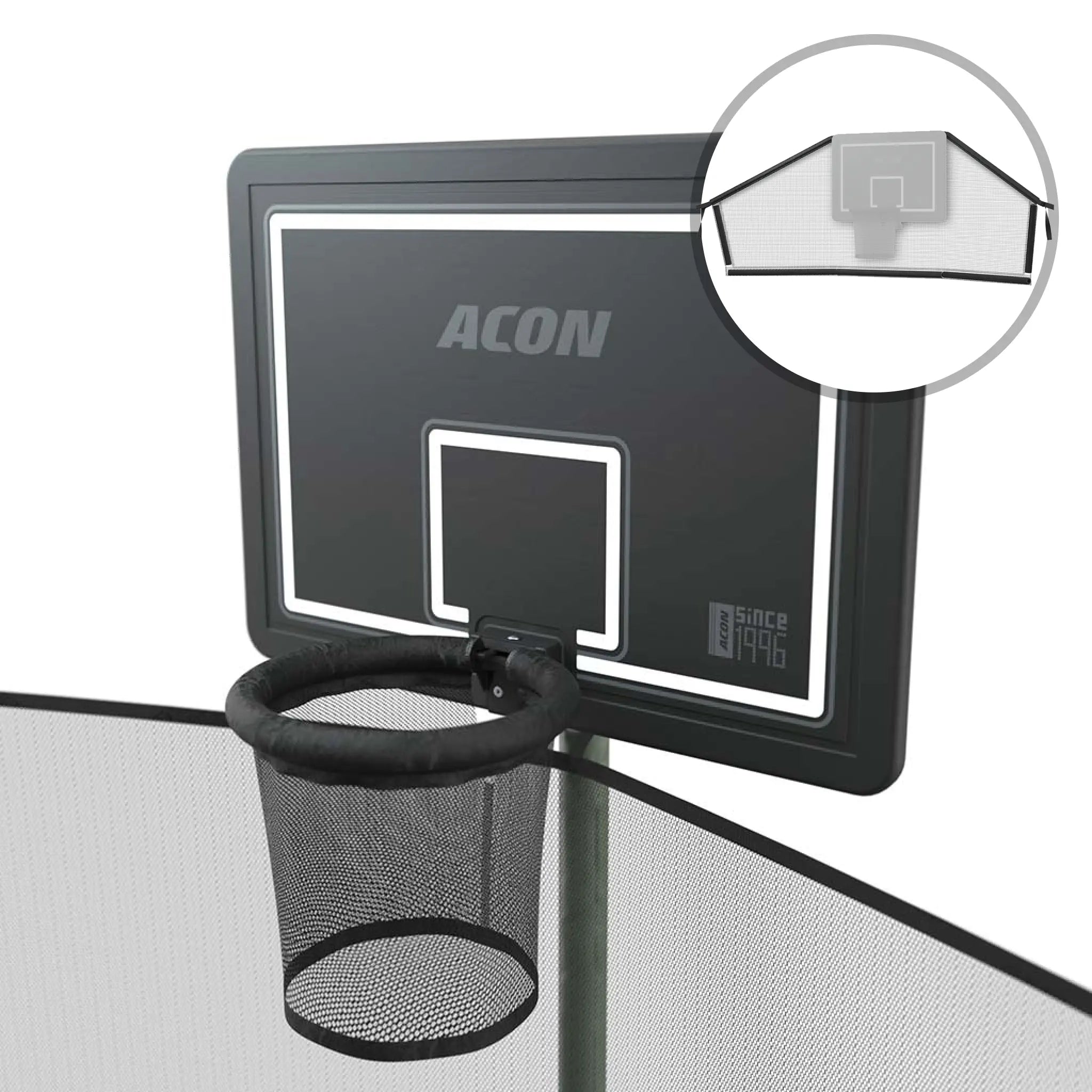 Acon Basketball Hoop for Round Trampolines and Back Net.