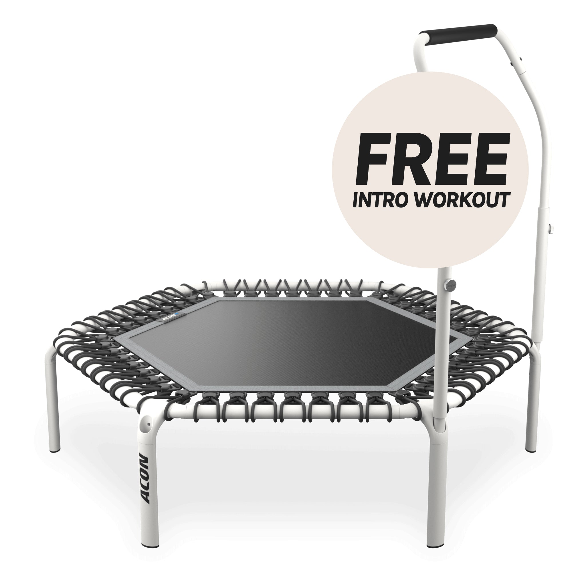 ACON Fit 44in Hexagon Rebounder with Active Handlebar, white.
