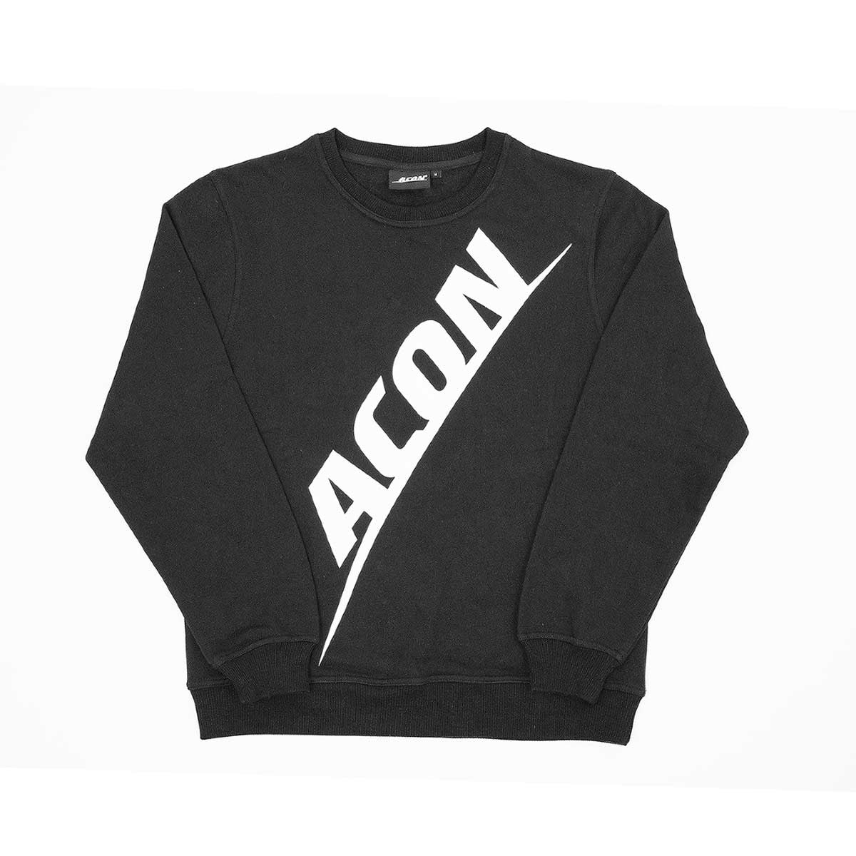 Folded ACON Sweatshirt Black from the front on a White background.