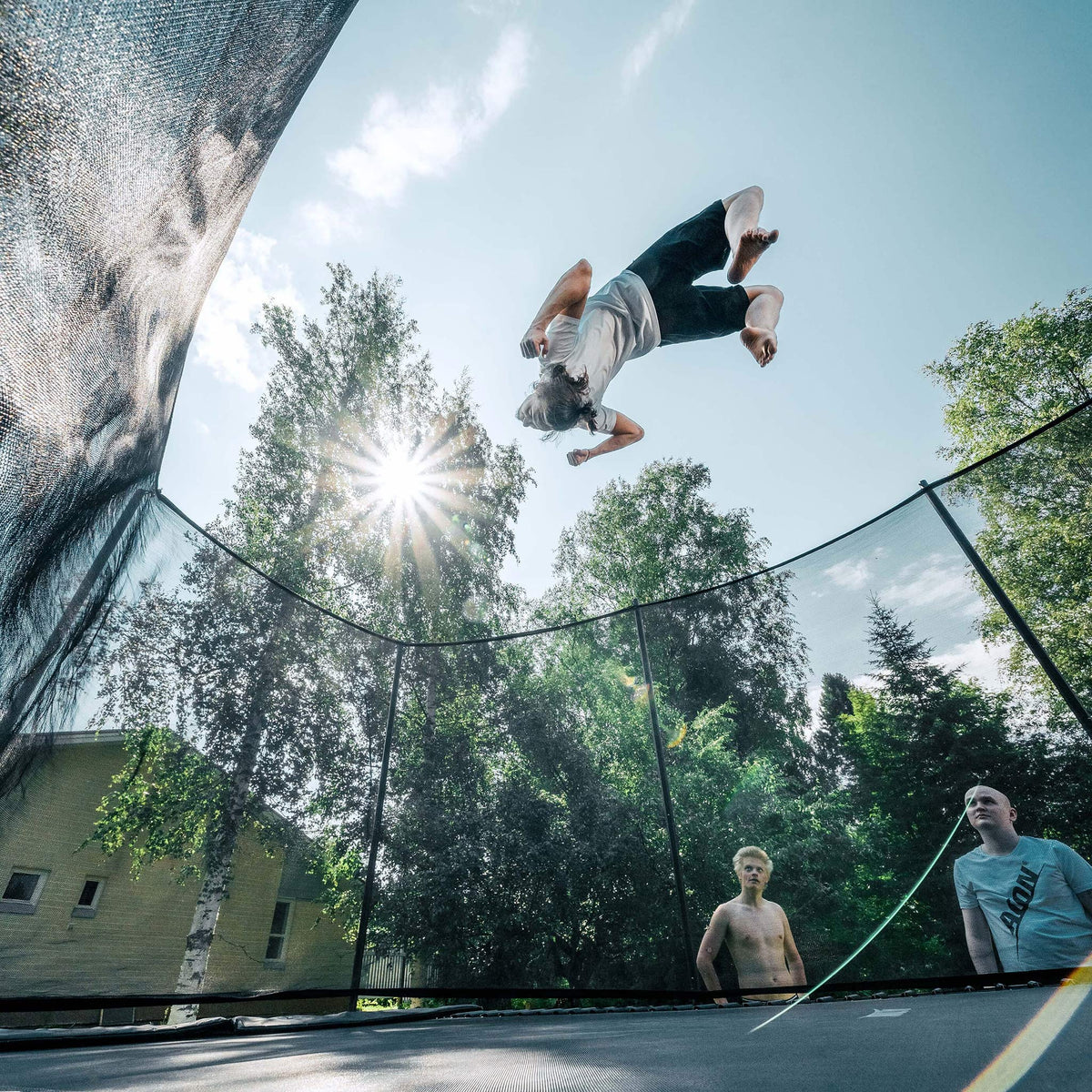 Trampoline trick on Acon 16 HD PRO trampoline, guys are watching.