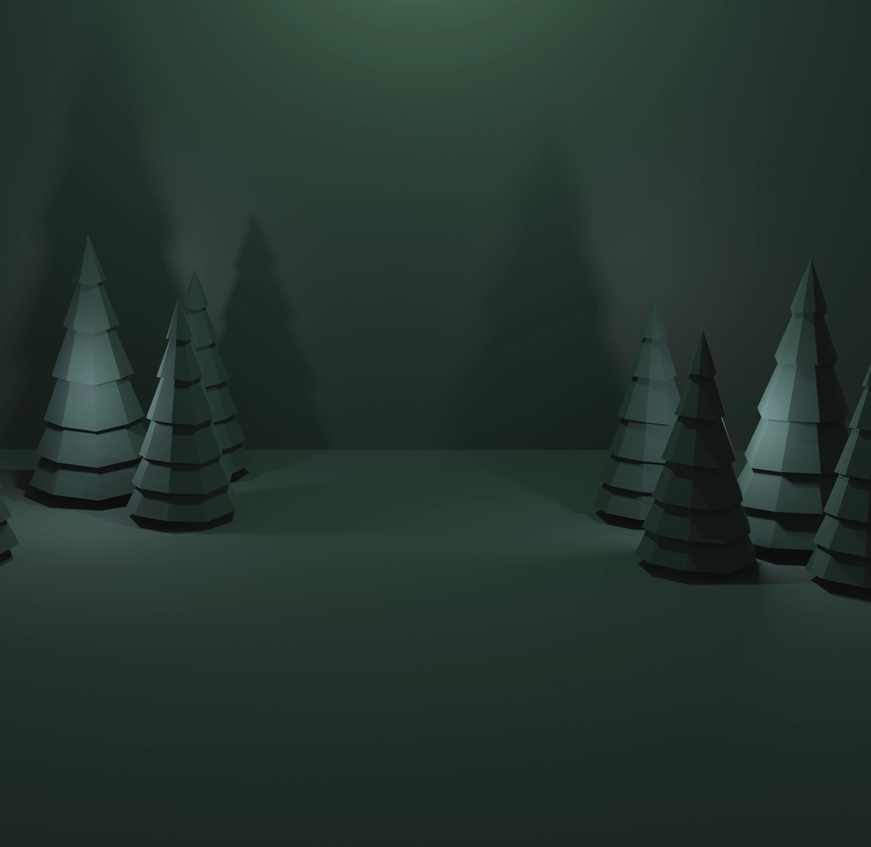 Green-toned illustration of fir trees.