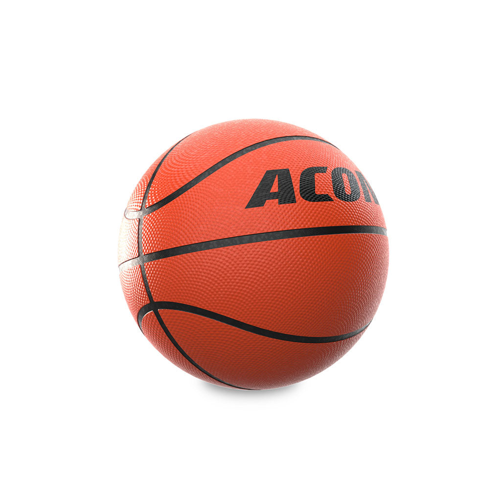 Product image of the orange, pro-style Acon Basketball for the Trampoline Hoop, shot against white.