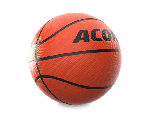 Product image of the orange, pro-style Acon Basketball for the Trampoline Hoop, shot against white background.