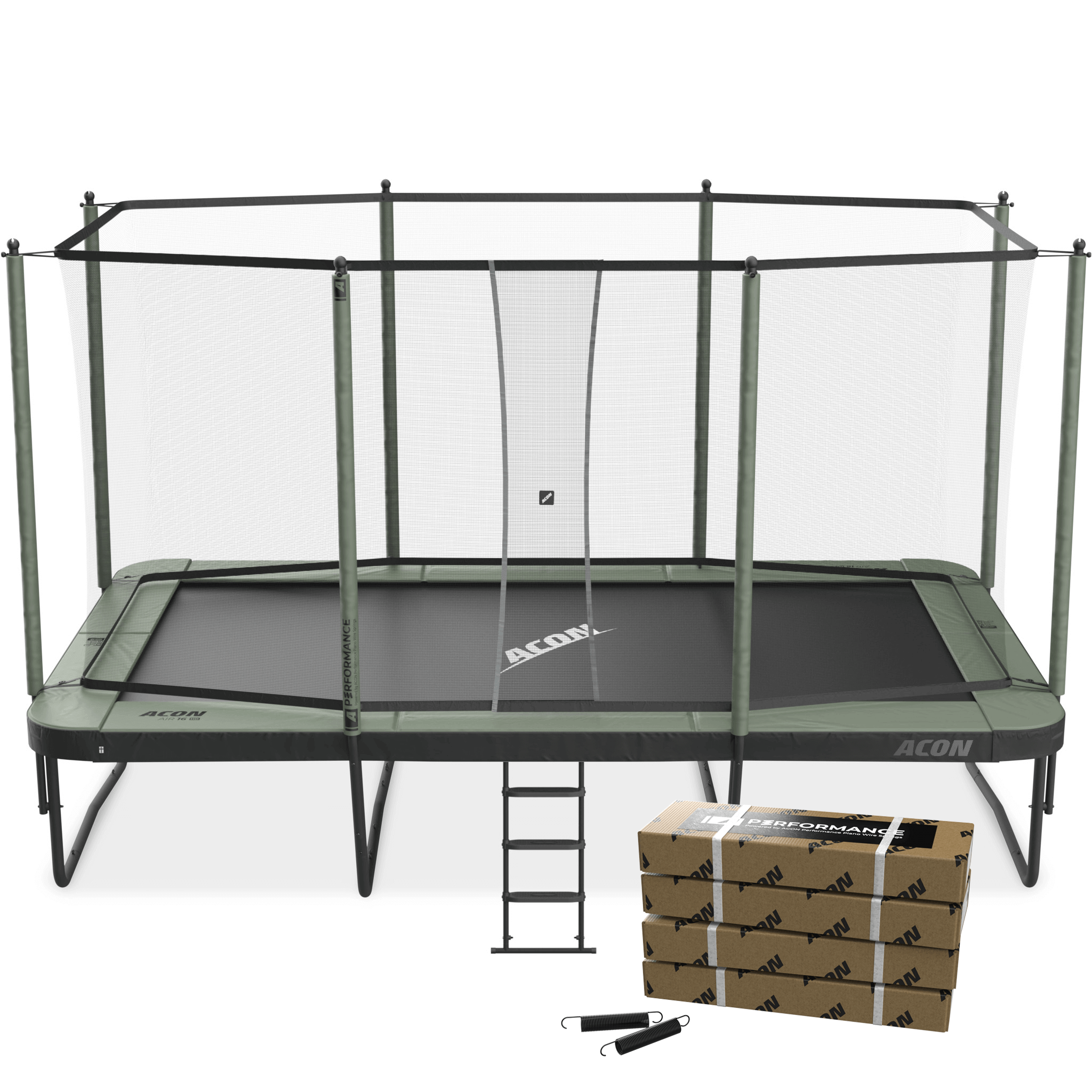 ACON Air 16 HD Performance Trampoline with Safety Net, ladder and Performance Springs.