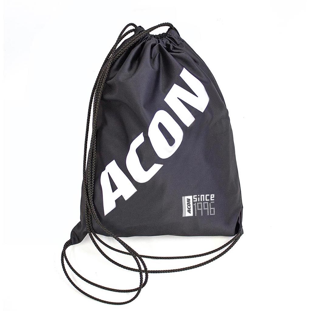 Black gym bag with white ACON logo