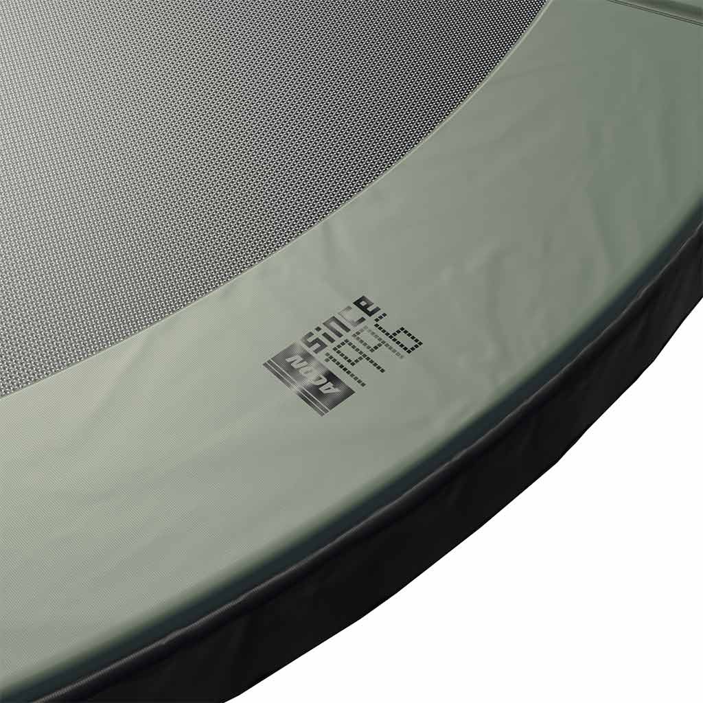 Detail of padding in ACON Air 14ft Trampoline with Standard Enclosure, Since 1996 logo.